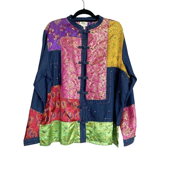 Sandy Starkman Vintage Multicolor Patch,Bead detail, Artsy, Lagenlook Jacket 1X - Picture 1 of 8